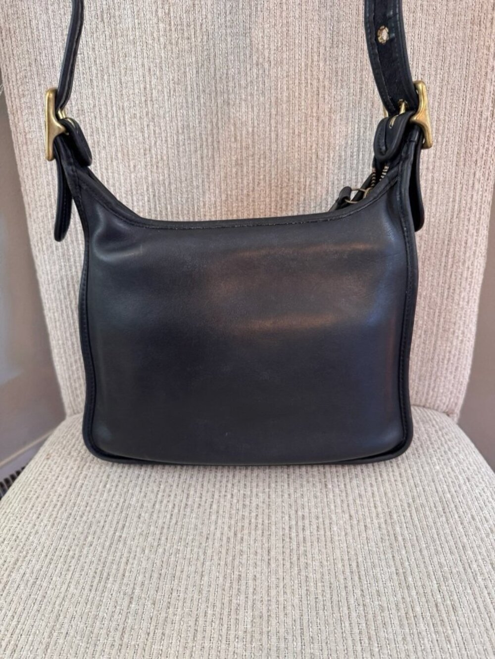 VTG Coach Legacy Bag 9966 Black Leather Zip Hobo Shoulder Bag Brass Hardware